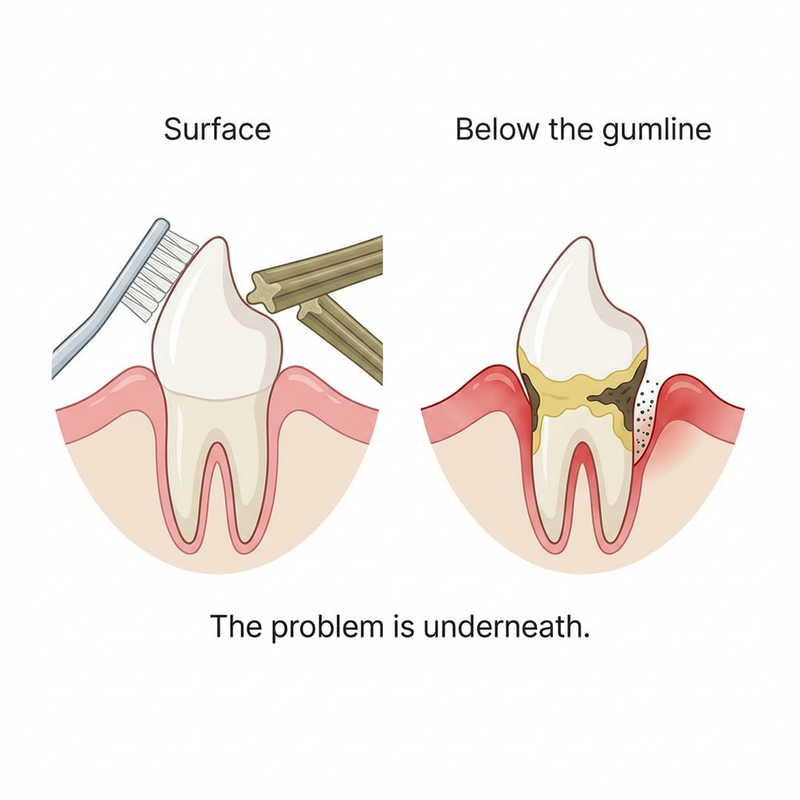 Brown teeth and red gums aren't cosmetic. They're the warning.